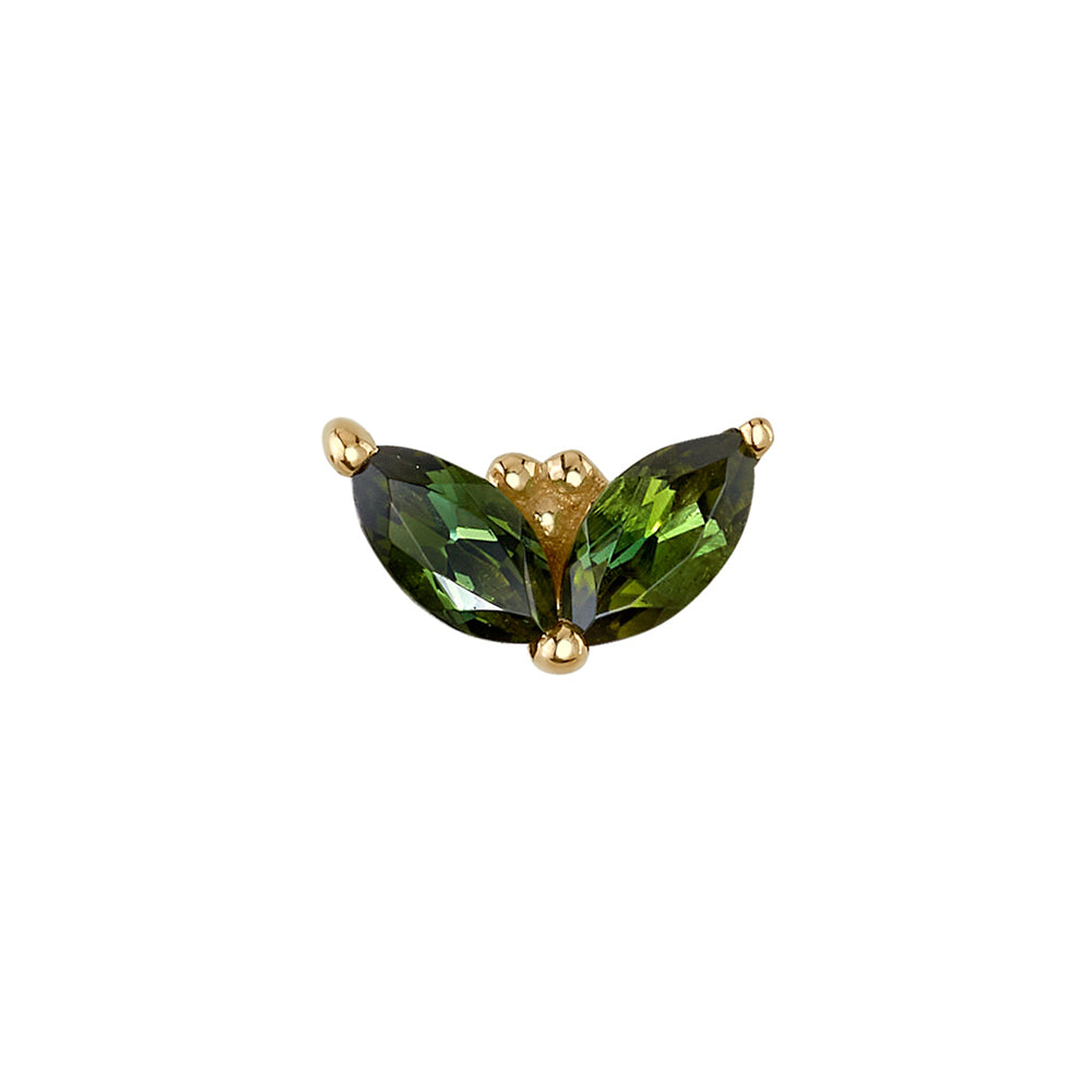 "Petals" Threaded End in Gold with Green Tourmaline