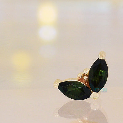 "Petals" Threaded End in Gold with Green Tourmaline