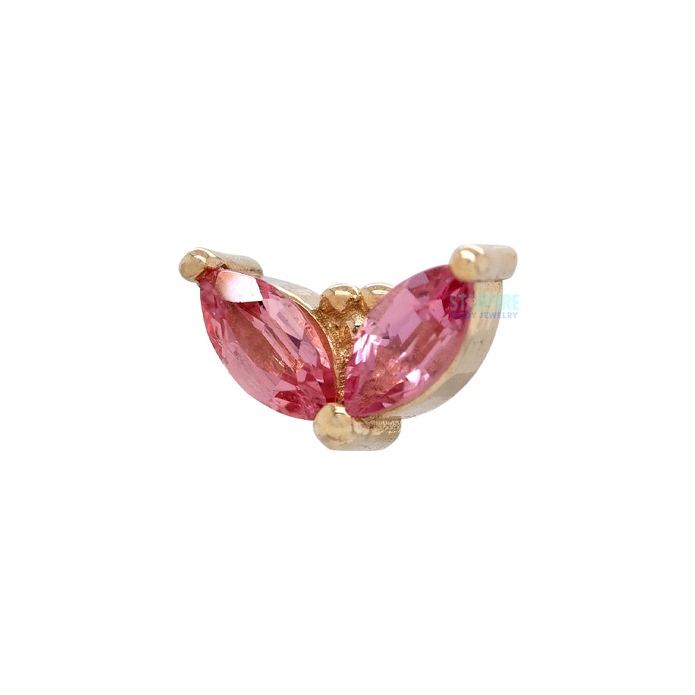 "Petals" Threaded End in Gold with Padparadscha Sapphire