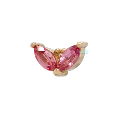 "Petals" Threaded End in Gold with Padparadscha Sapphire