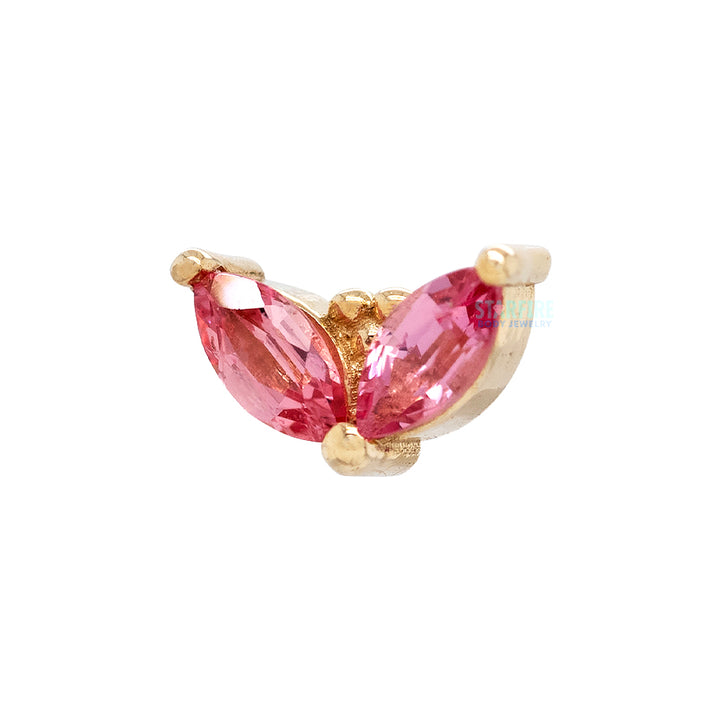 "Petals" Threaded End in Gold with Padparadscha Sapphire
