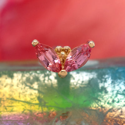 "Petals" Threaded End in Gold with Padparadscha Sapphire