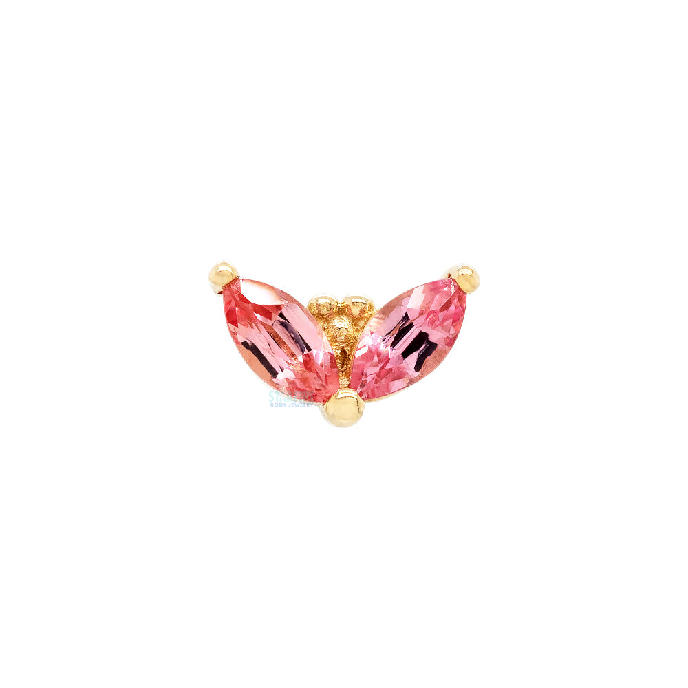 "Petals" Threaded End in Gold with Padparadscha Sapphire