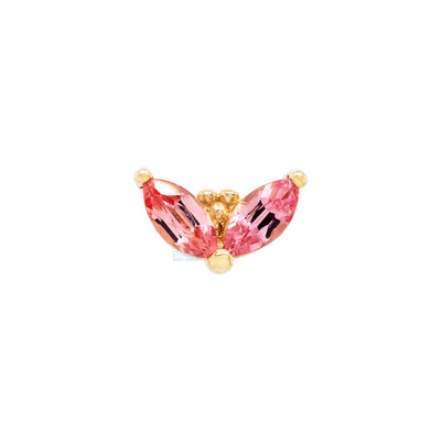 "Petals" Threaded End in Gold with Padparadscha Sapphire
