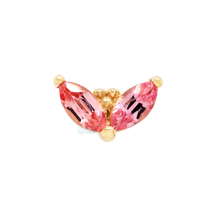 "Petals" Threaded End in Gold with Padparadscha Sapphire