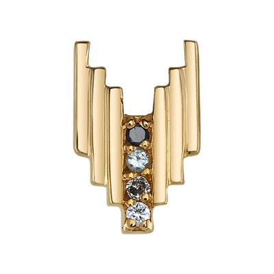 "Roark" Threaded End in Gold with Black Diamond, Grey Sapphire, Grey Diamond & White Diamond