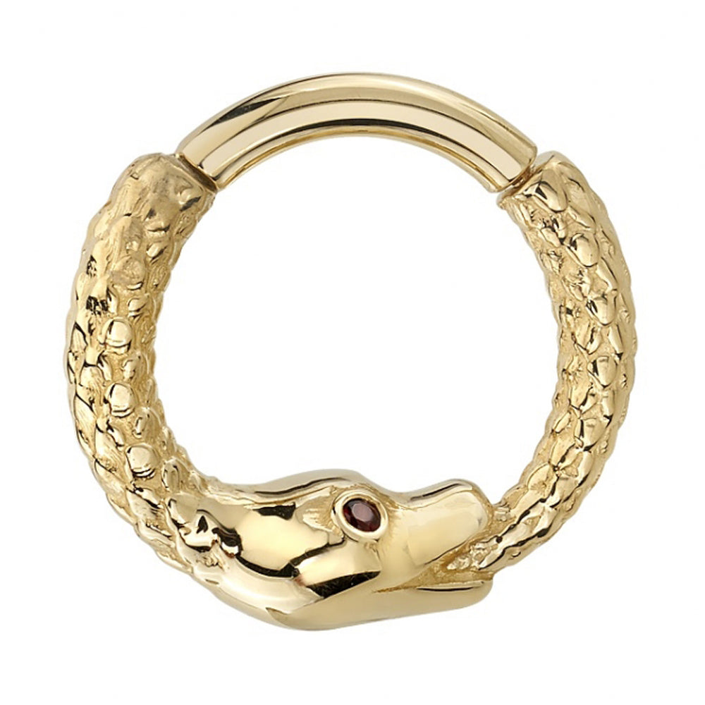 "Boston Python" Hinge Ring in Gold & Platinum with Garnet