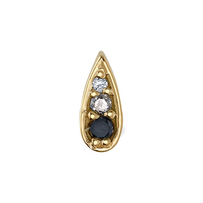 "Drip" Threaded End in Gold with Black Diamond, Grey Diamond & White Diamond