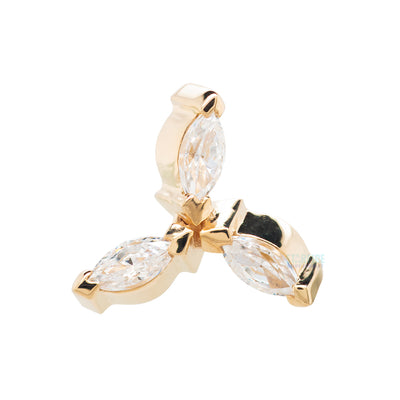 "Whirl" Threaded End in Gold with White CZ's