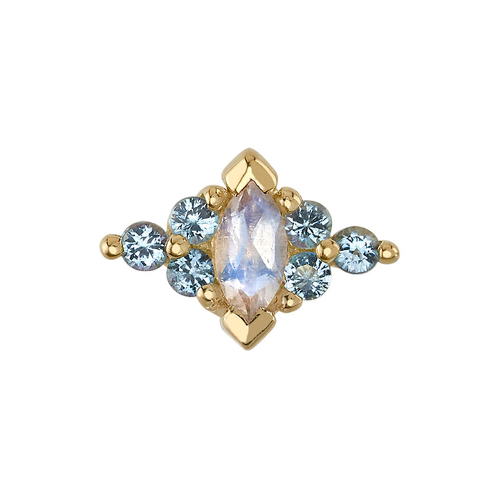 threadless: "Embrace Marquise" Pin in Gold & Platinum with Aquamarine & Faceted Rainbow Moonstone