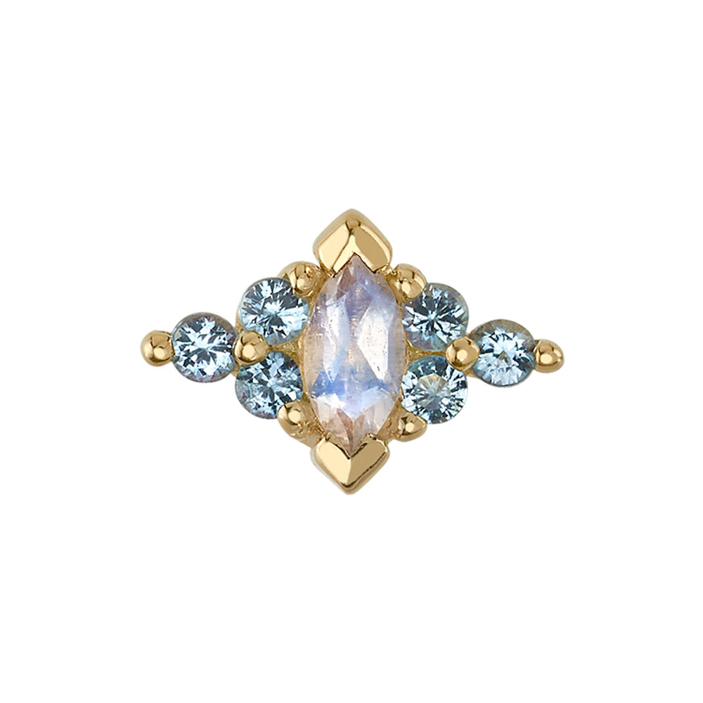 threadless: "Embrace Marquise" Pin in Gold with Aquamarine & Faceted Rainbow Moonstone