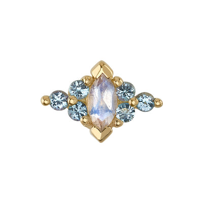 threadless: "Embrace Marquise" Pin in Gold with Aquamarine & Faceted Rainbow Moonstone