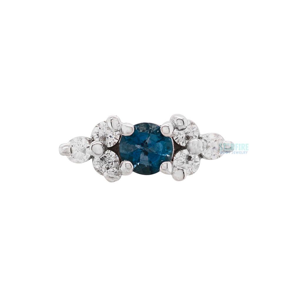 "Embrace" Threaded End in Gold with White CZ & London Blue Topaz