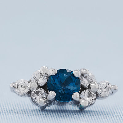"Embrace" Threaded End in Gold with White CZ & London Blue Topaz