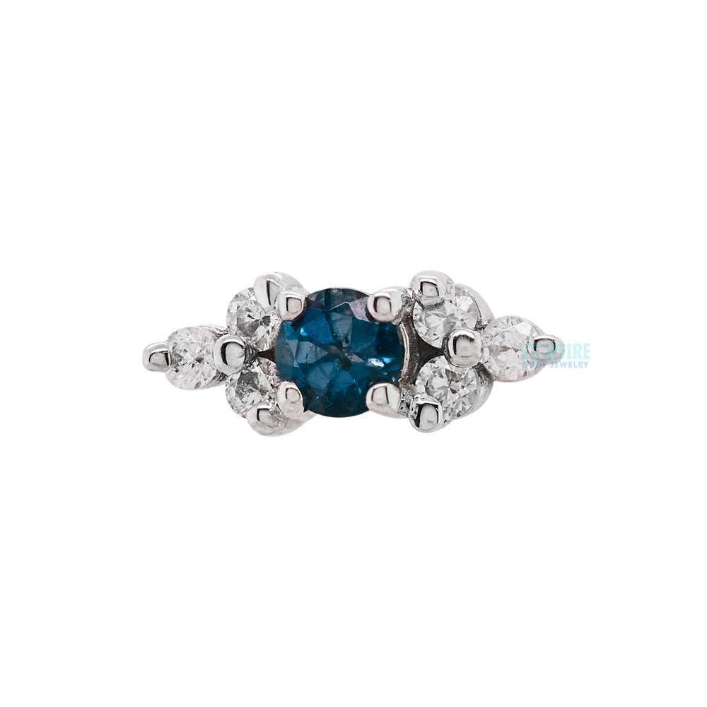 threadless: "Embrace" Pin in Gold with White CZ & London Blue Topaz