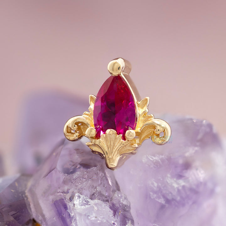 "Awakening" Threaded End in Gold with Ruby