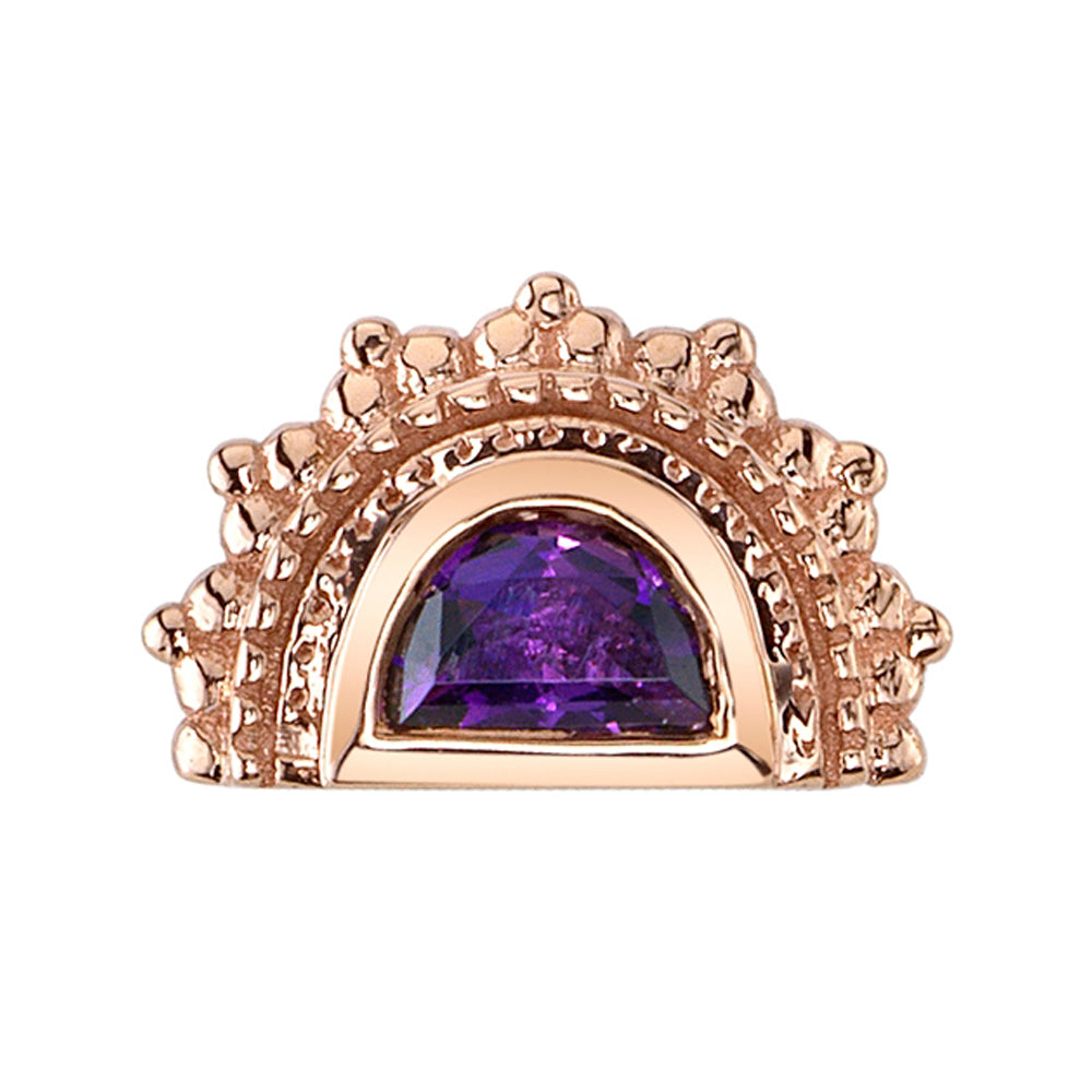 Afghan Moon Threaded End in Gold & Platinum with Amethyst