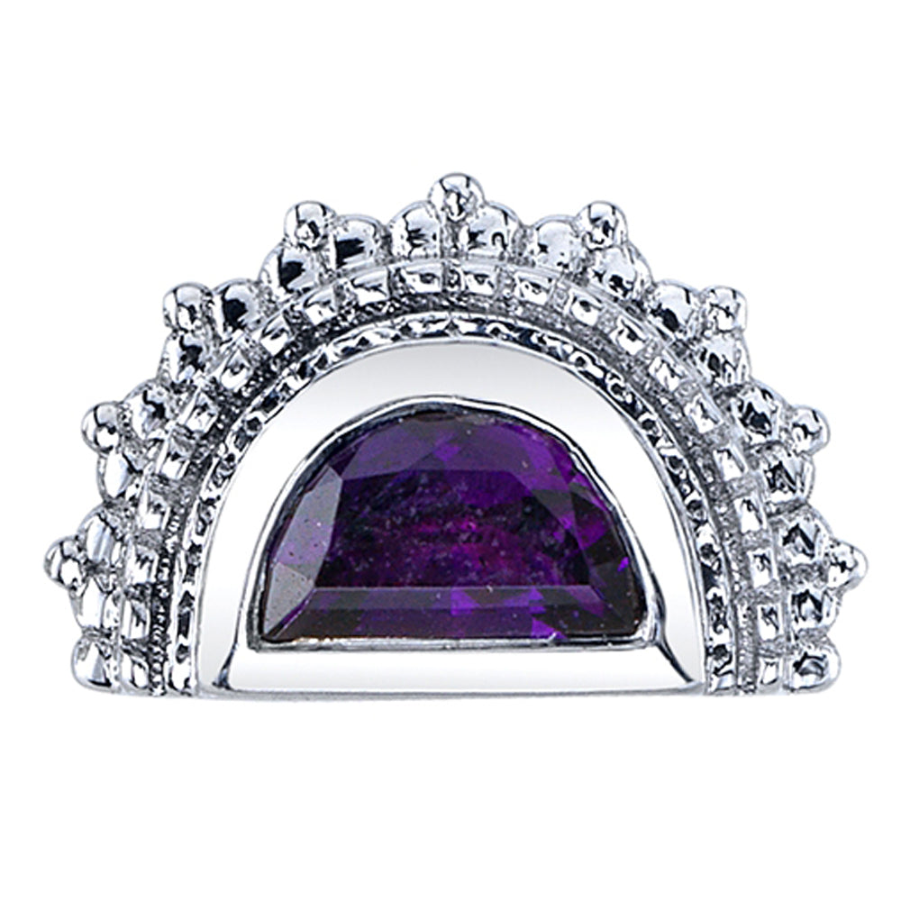 Afghan Moon Threaded End in Gold & Platinum with Amethyst