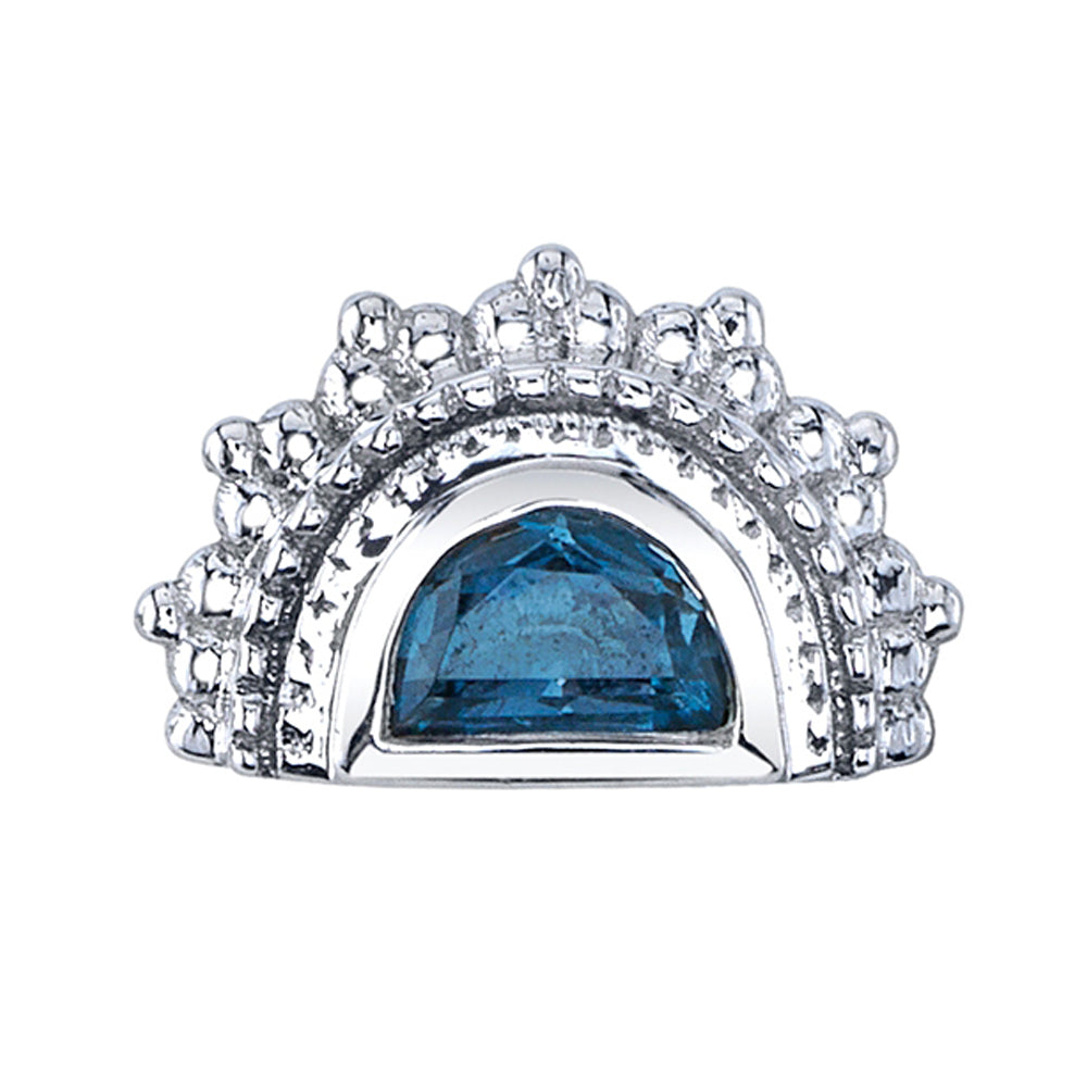 Afghan Moon Threaded End in Gold & Platinum with London Blue Topaz