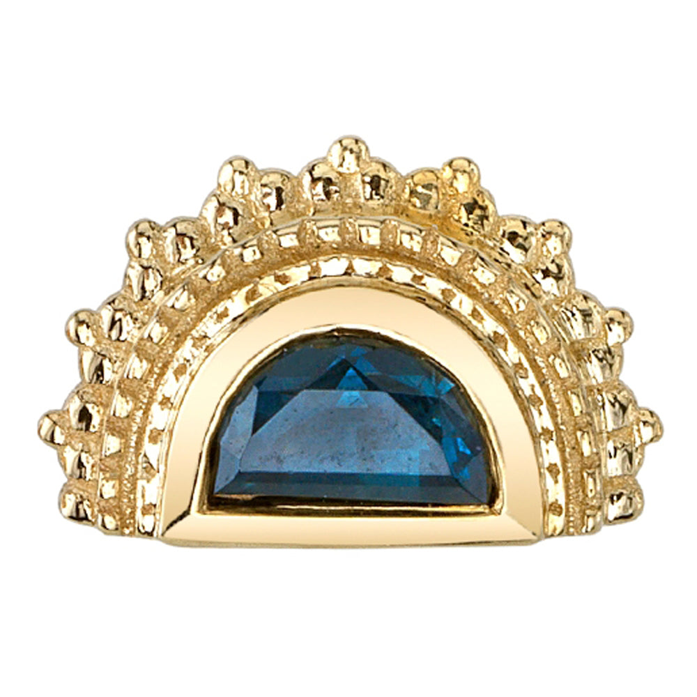 Afghan Moon Threaded End in Gold & Platinum with London Blue Topaz