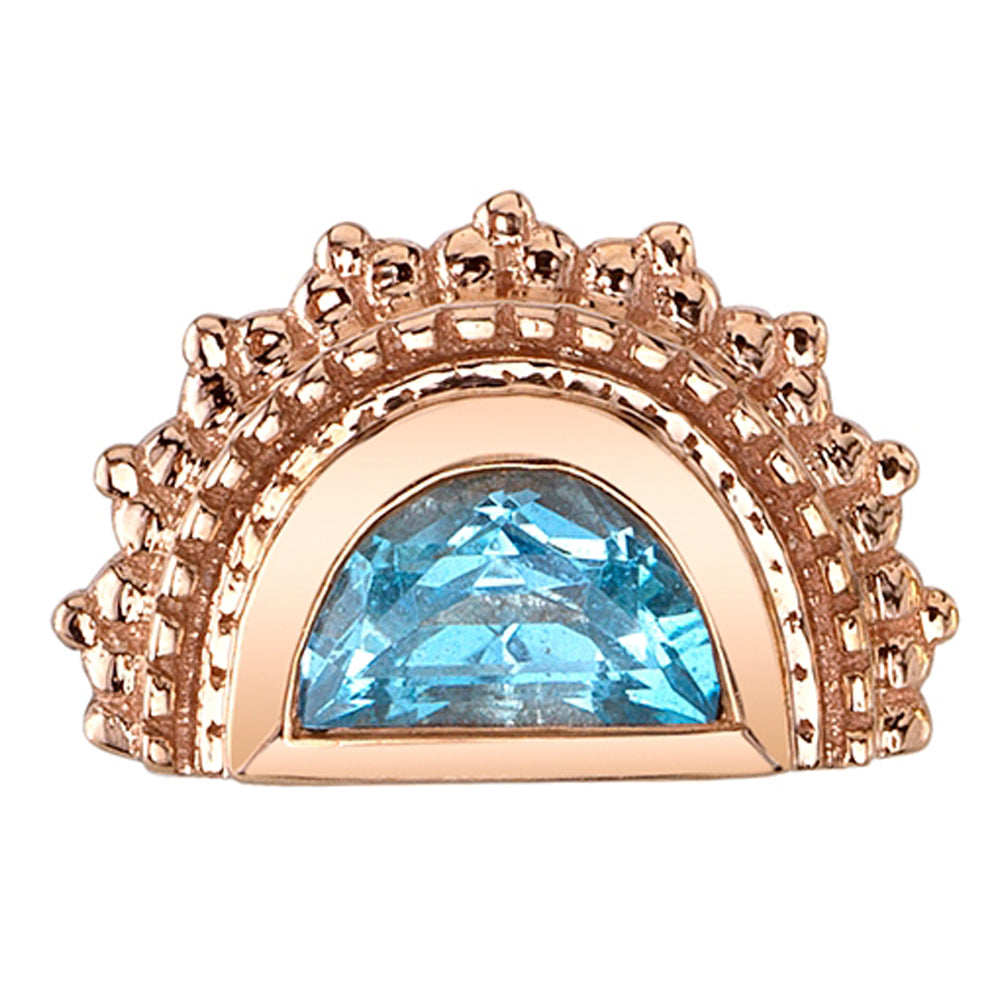 Afghan Moon Threaded End in Gold & Platinum with Swiss Blue Topaz