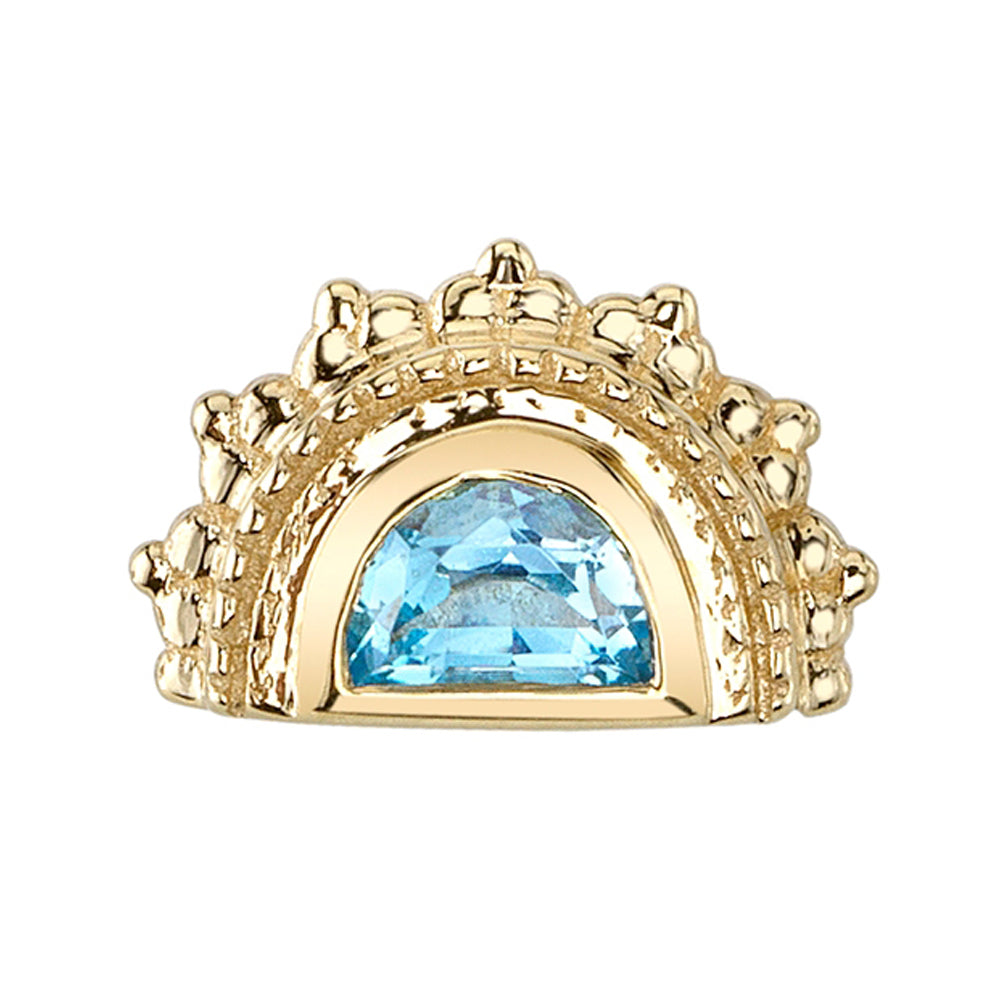 Afghan Moon Threaded End in Gold & Platinum with Swiss Blue Topaz