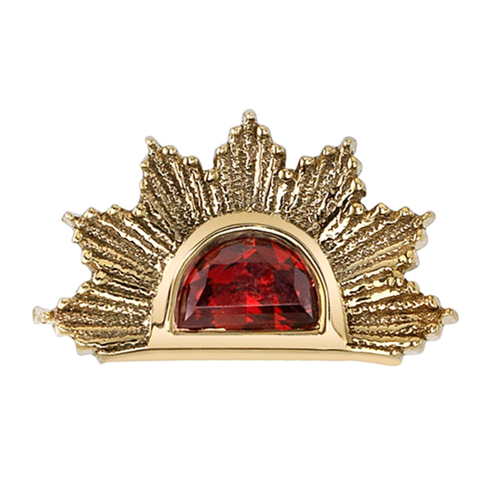 "Himalia" Threaded End in Gold & Platinum with Garnet