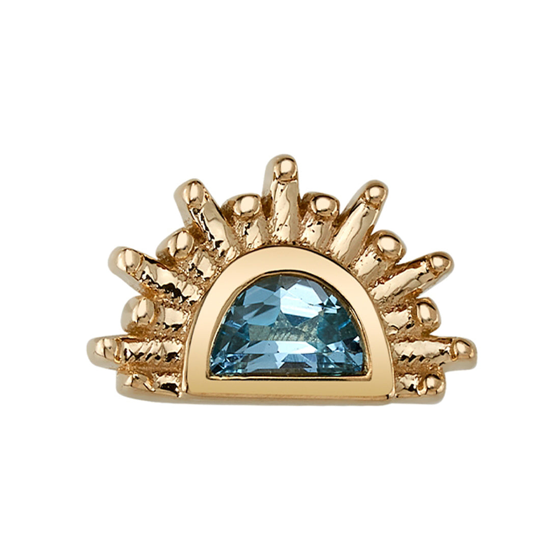 "Lunette" Threaded End in Gold with Swiss Blue Topaz