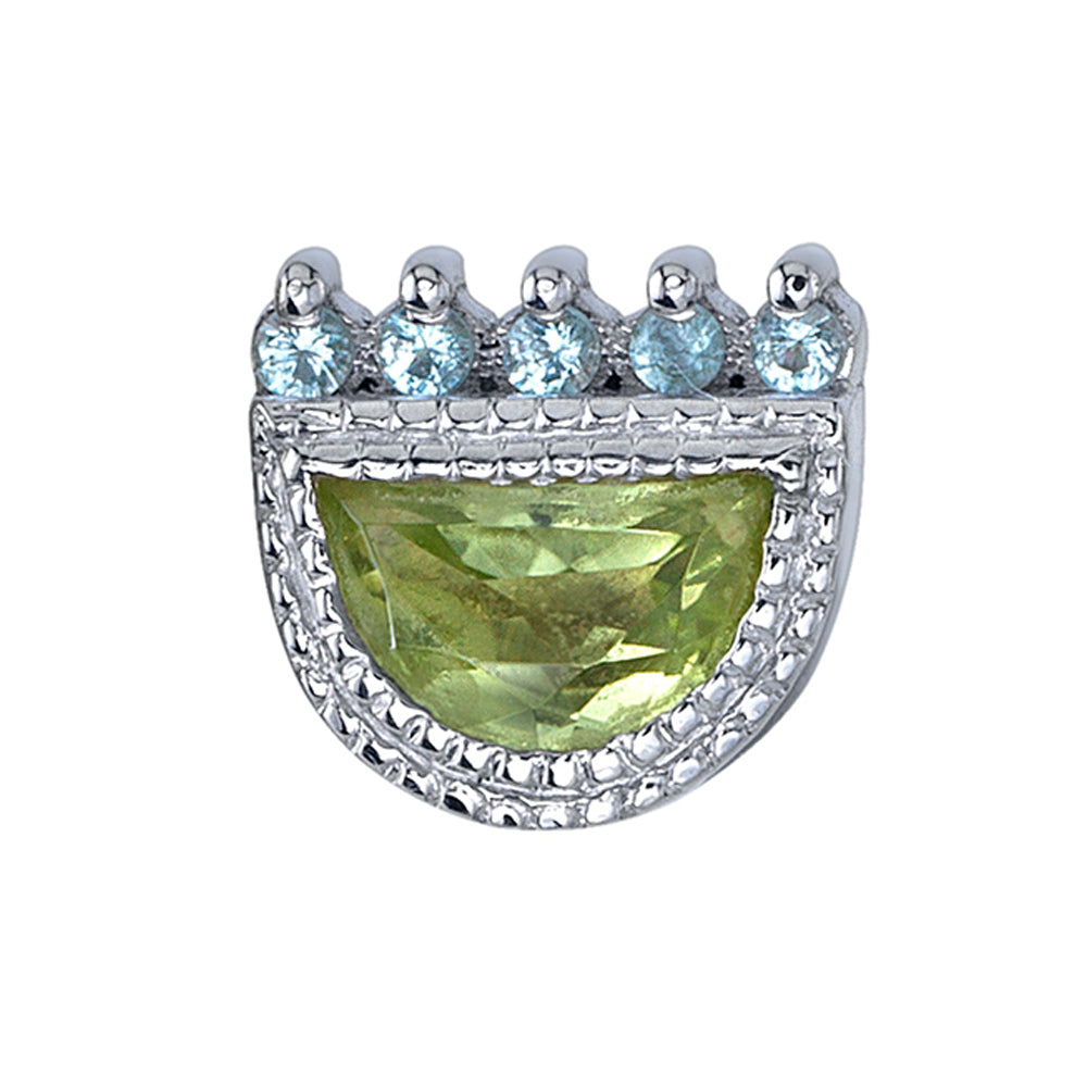 "Milgrain Rhea" Threaded End in Gold with Peridot & Swiss Blue Topaz