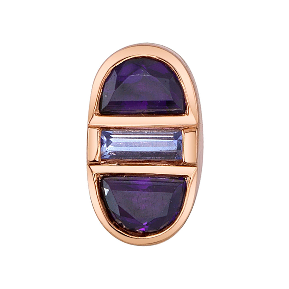 "Redshift" Threaded End in Gold with Amethyst & Tanzanite