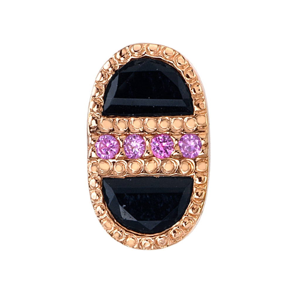 "Milgrain Mimas" Threaded End in Gold with Onyx & Pink Sapphires