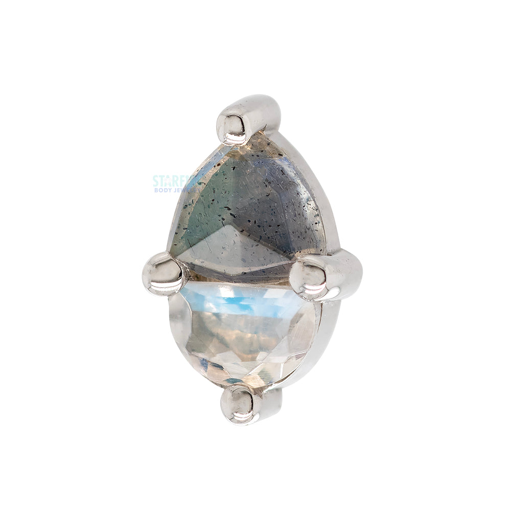 "Eon" Threaded End in Gold with Rose Cut Labradorite & Rainbow Moonstone