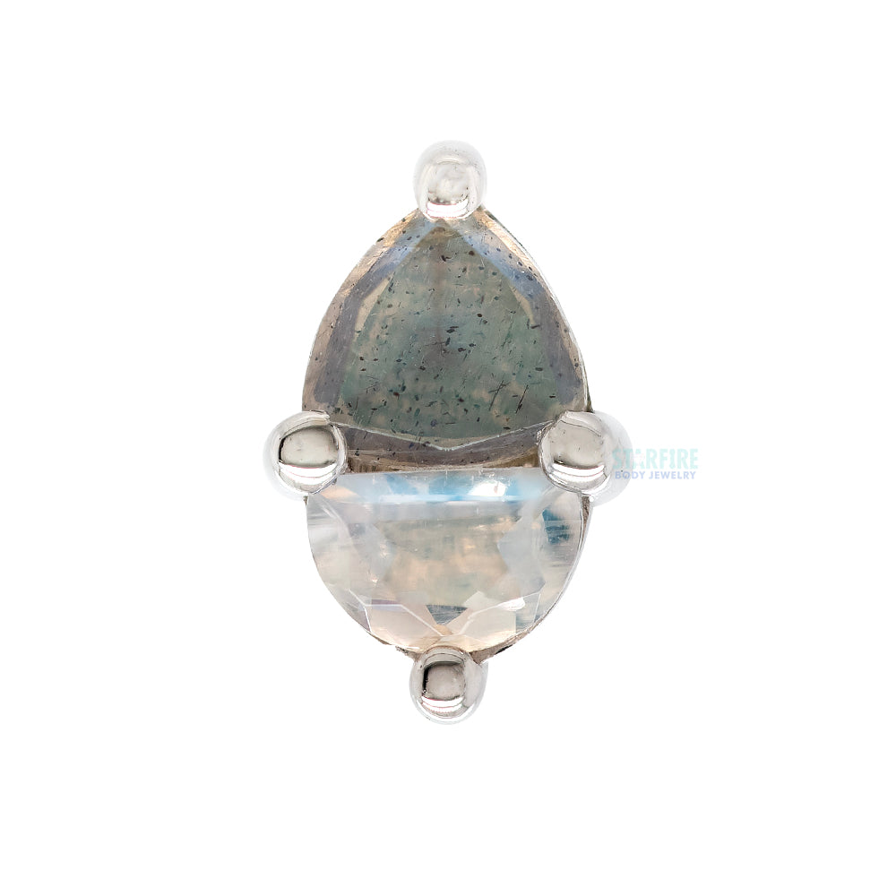 "Eon" Threaded End in Gold with Rose Cut Labradorite & Rainbow Moonstone