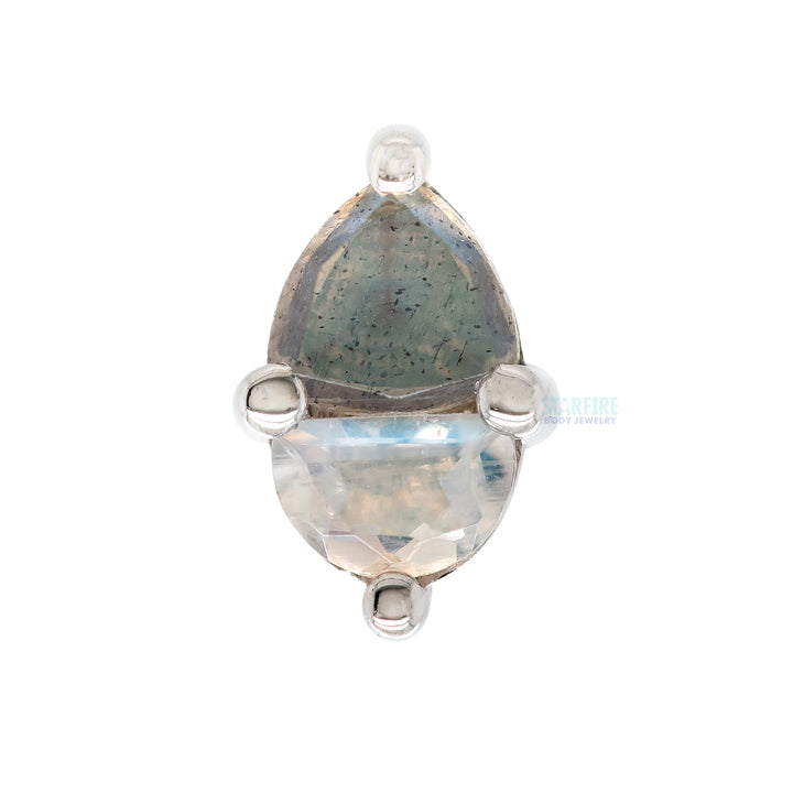 "Eon" Threaded End in Gold with Rose Cut Labradorite & Rainbow Moonstone