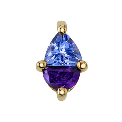 "Eon" Threaded End in Gold with Tanzanite & Amethyst