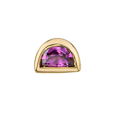 Half Moon Bezel Threaded End in Gold with Rhodolite