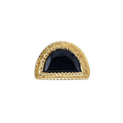 Milgrain Half Moon Threaded End in Gold with Onyx