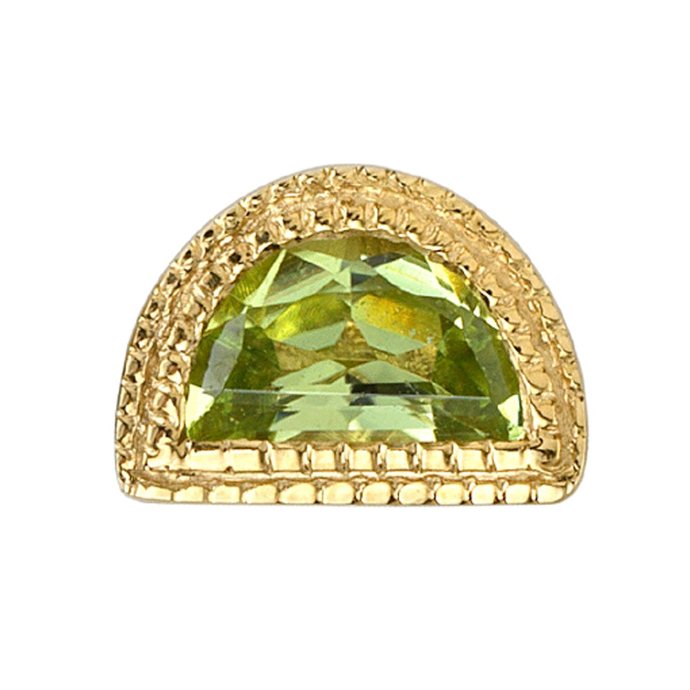 Milgrain Half Moon Threaded End in Gold with Peridot