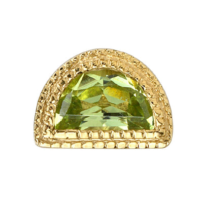 Milgrain Half Moon Threaded End in Gold with Peridot