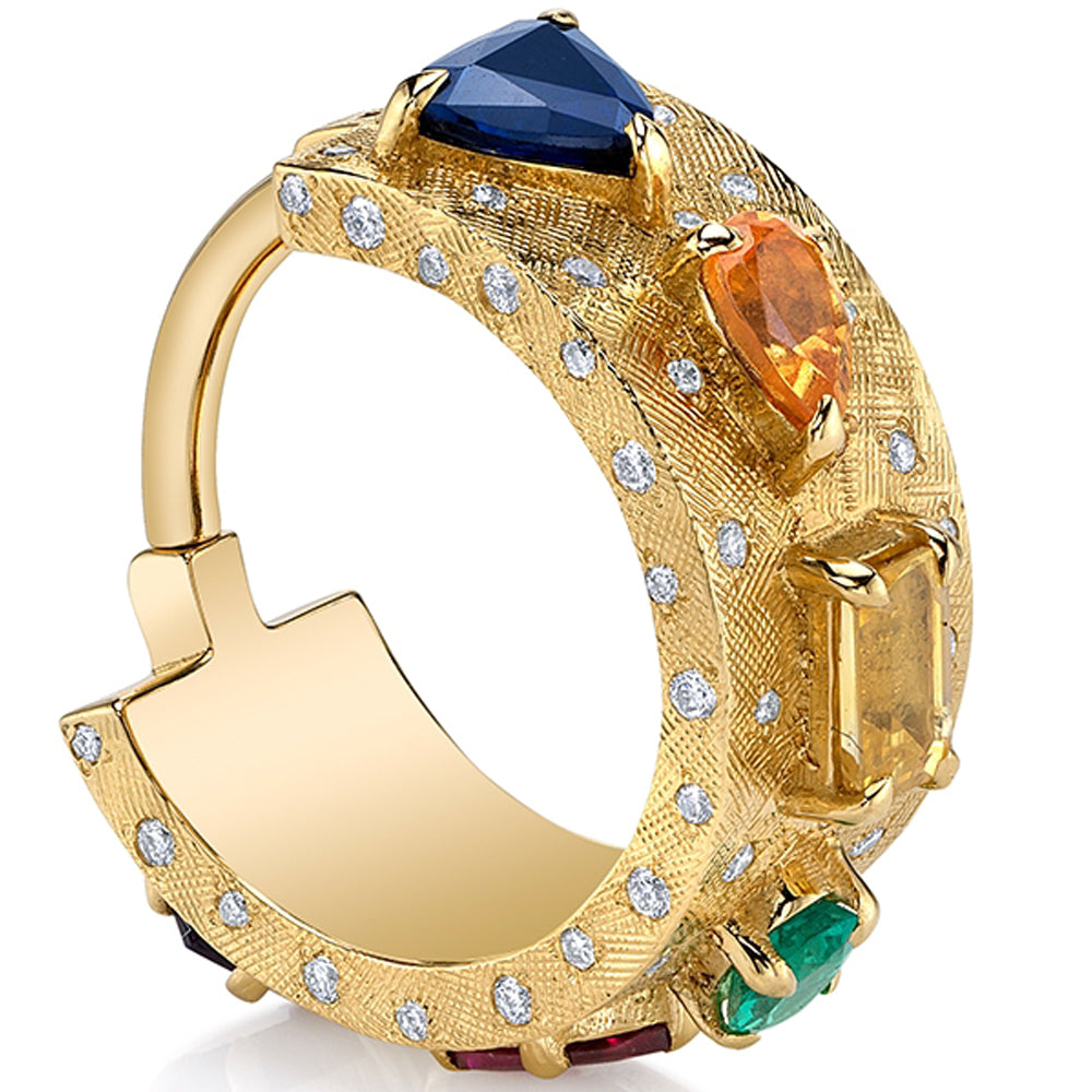 "The Inevitable" Cuff Hinge Ring in Gold with Genuine Gemstones