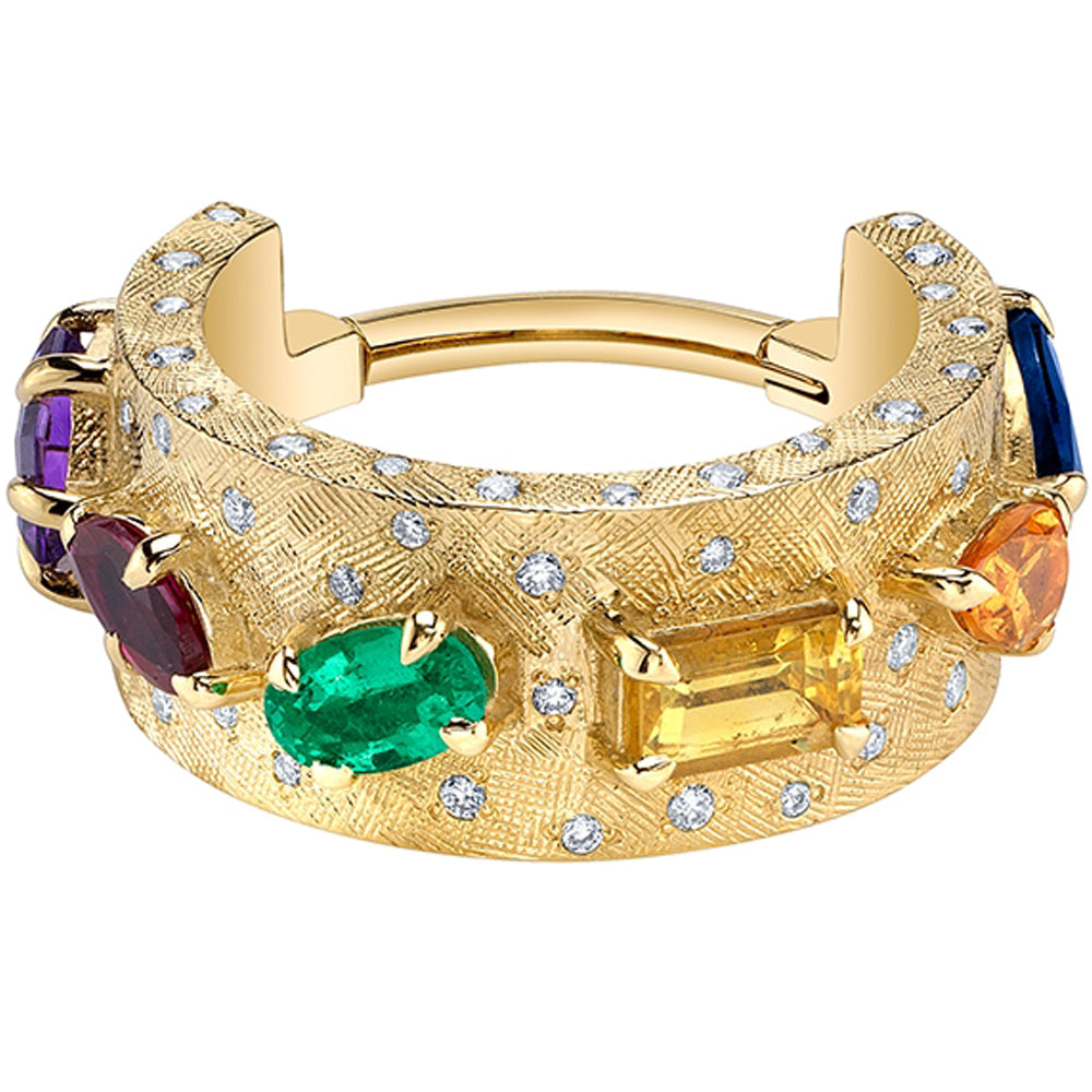 "The Inevitable" Cuff Hinge Ring in Gold with Genuine Gemstones