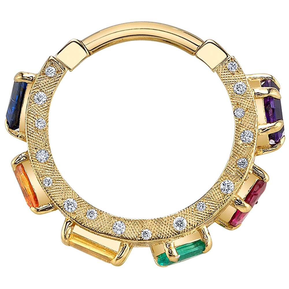 "The Inevitable" Cuff Hinge Ring in Gold with Genuine Gemstones