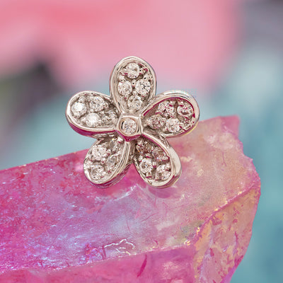 "Kaena" Threaded End in Gold & Platinum with White CZ's