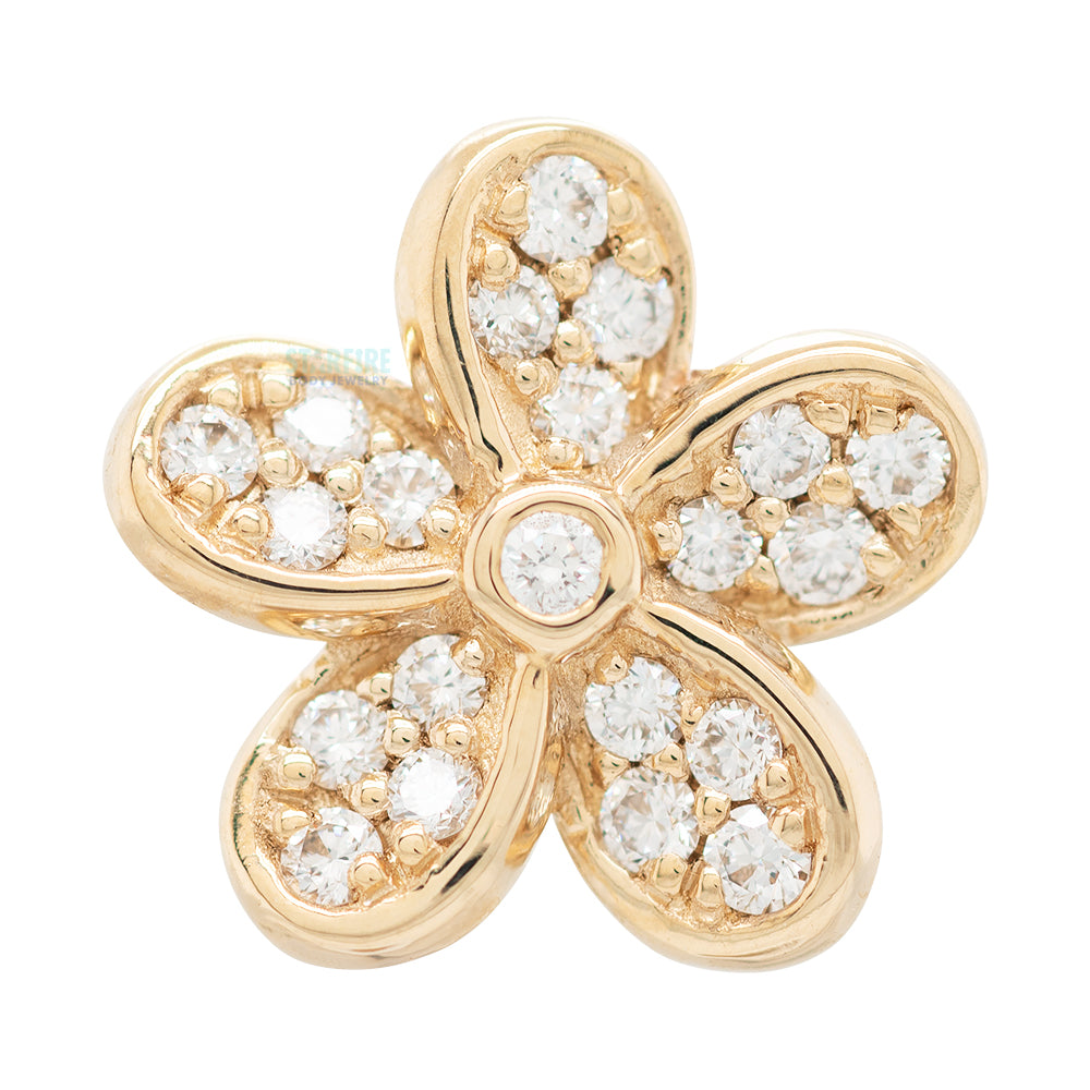 "Kaena" Threaded End in Gold & Platinum with DIAMONDS