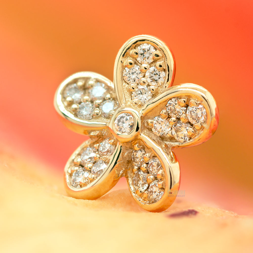 "Kaena" Threaded End in Gold & Platinum with DIAMONDS