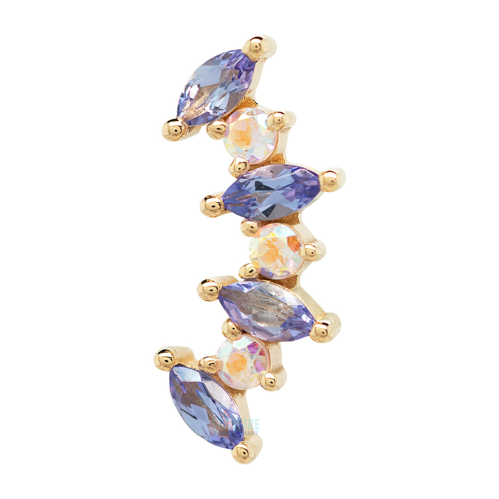 "Sara" Threaded End in Gold with Tanzanite & Mercury Mist Topaz
