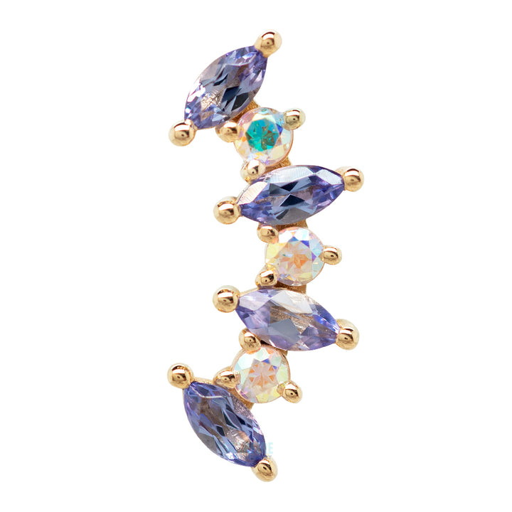 "Sara" Threaded End in Gold with Tanzanite & Mercury Mist Topaz