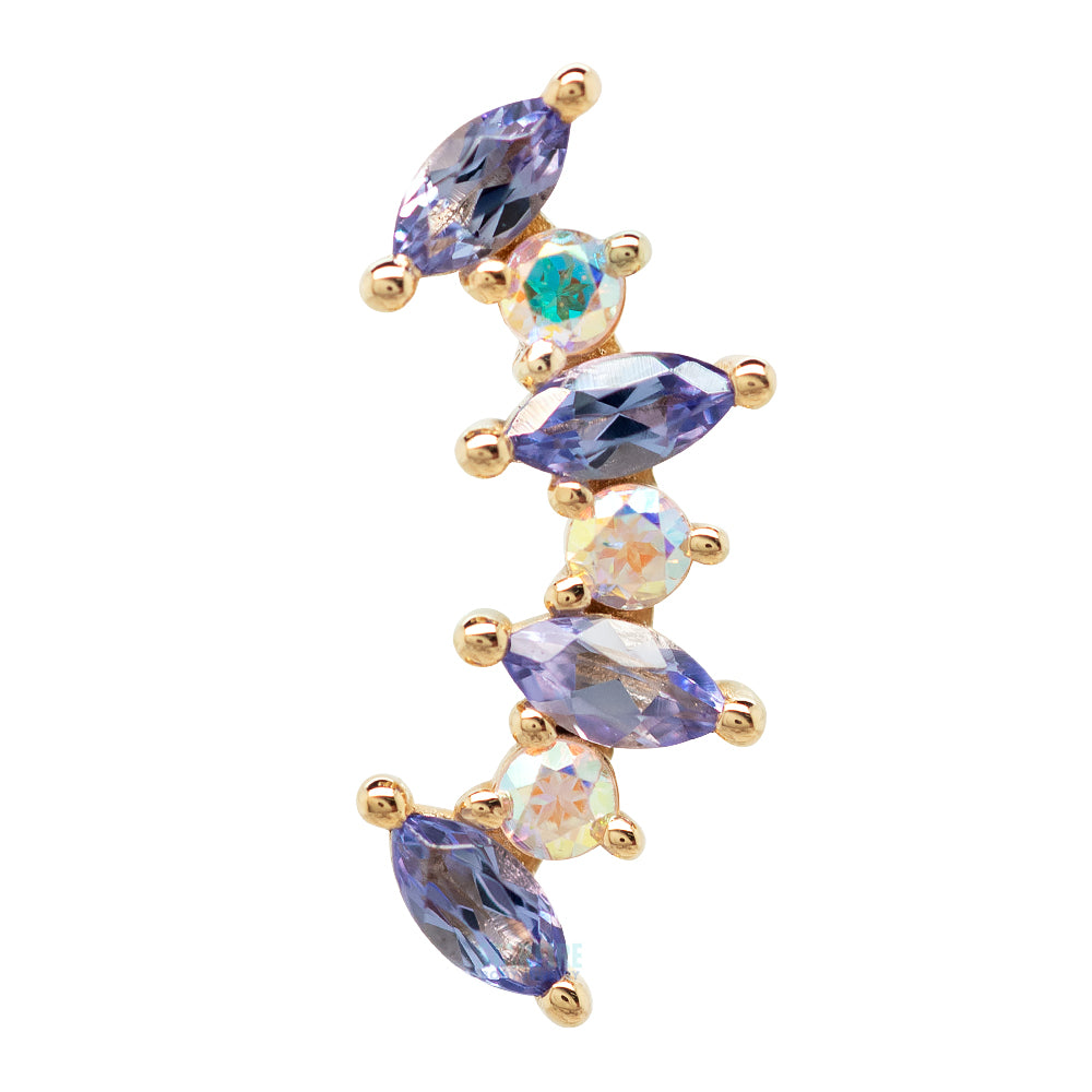 "Sara" Threaded End in Gold with Tanzanite & Mercury Mist Topaz