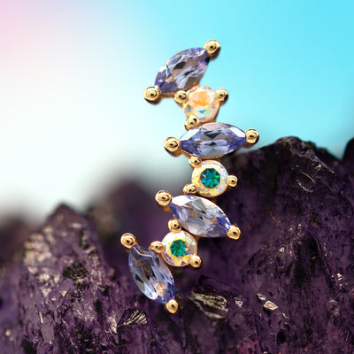 "Sara" Threaded End in Gold with Tanzanite & Mercury Mist Topaz