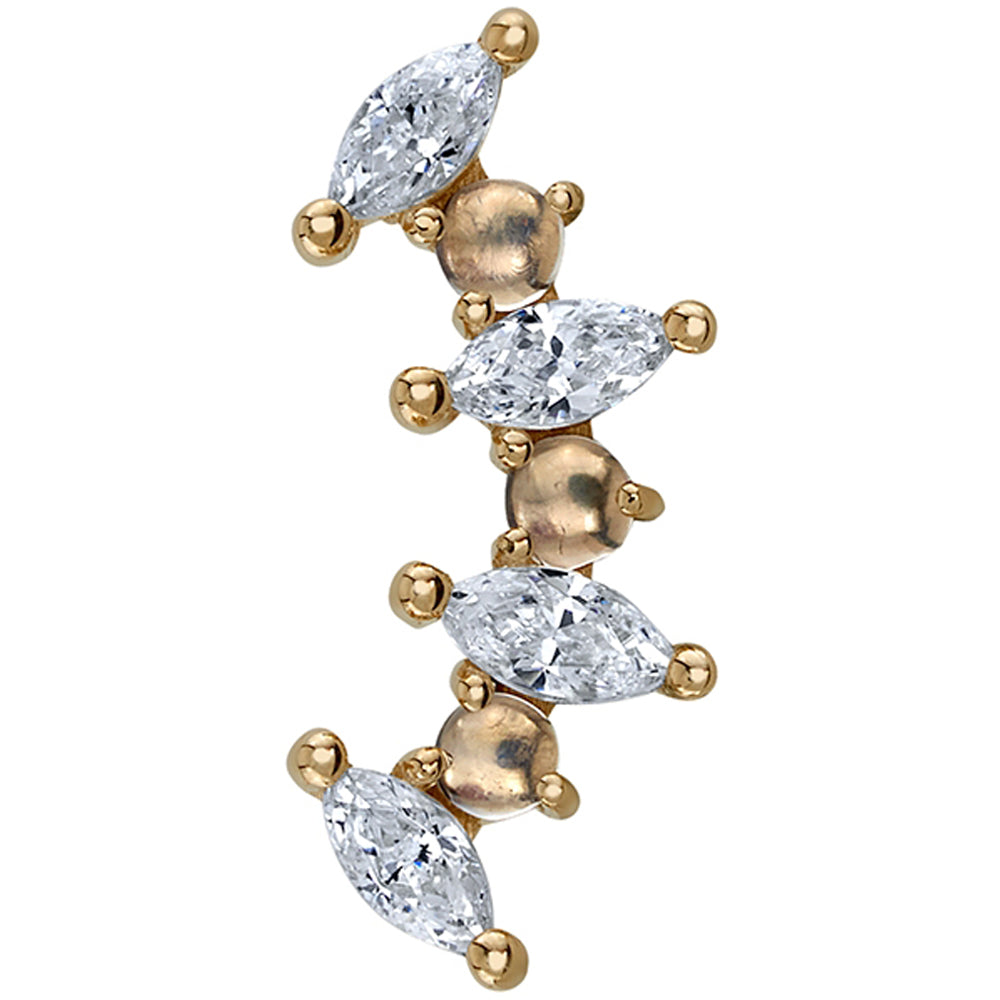 BVLA Body Vision Tiny "Sara" Threaded End in Gold with White CZ